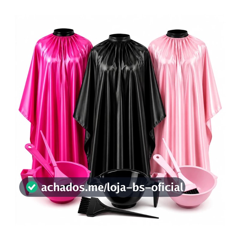 kit Capa Para Corte Com Zíper de Cetim + Kit Tintura Cumbuca Pincel Espátula
