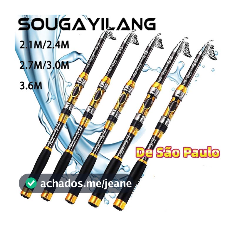 Sougayilang Vara De Pesca Telescópica De Fibra De Carbono Portátil Ultraleve Giratória Equipamento