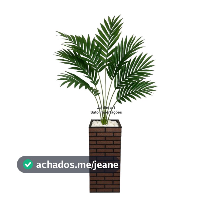 Vaso coluna Decorativo 1 m com Palmeira Artificial Realista e Seixos Brancos cod505