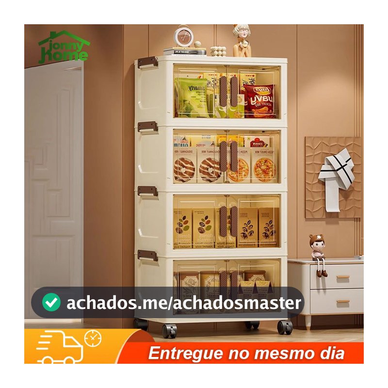 Caixa organizadora armario armazenamento dobrável empilhavel com porta rodinhas multiuso