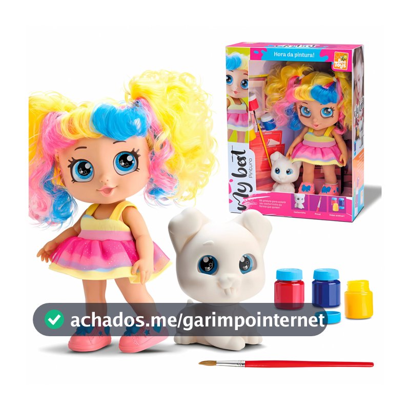Boneca My Best Pintura Com Cachorrinho E Acessórios - Bee Toys menina colorida