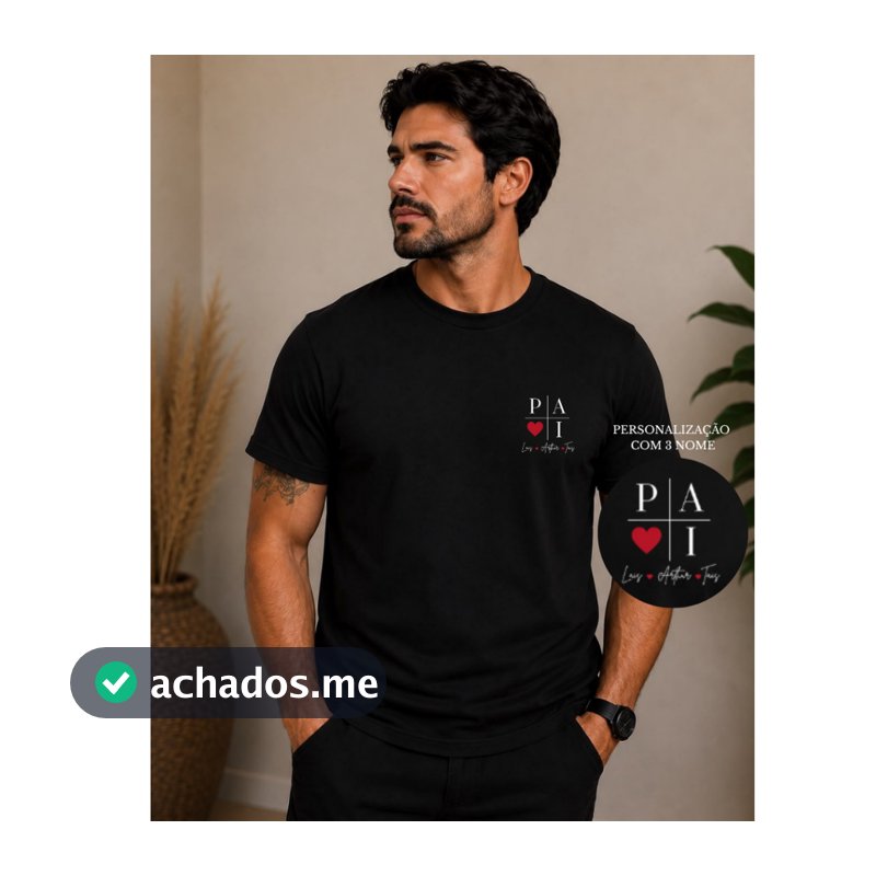 Camiseta Personalizada Dia Dos Pais com Nomes Algodão Presente