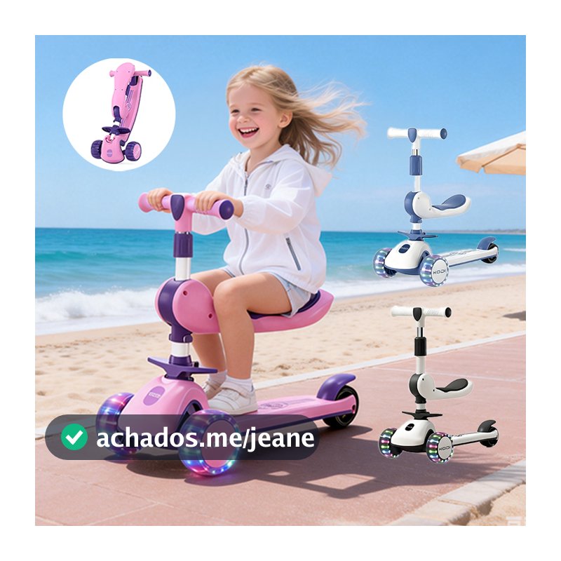 Patinete Infantil 3 Rodas De Led Musical Ajustável Dobrável Scooter Crianças e Guidão Ajustável P15