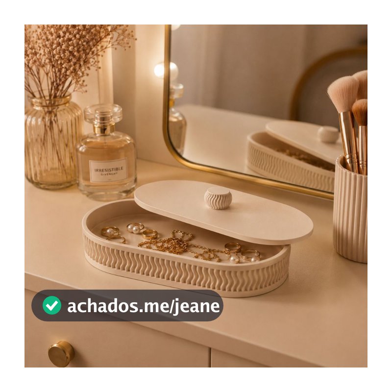 Porta Joias Decorativo Com Tampa Bandeja Organizadora Premium Porta Chaves Moderna Luxo Minimalista
