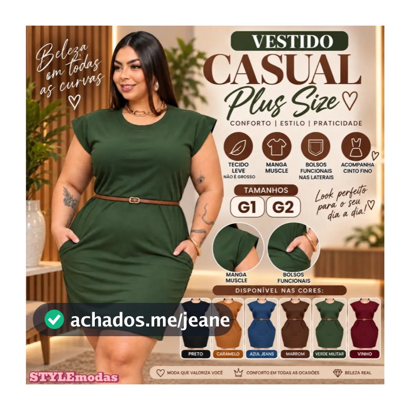 VESTIDO CASUAL Feminino CURTO PLUS SIZE , Com BOLSOS CURVE,CURVY  LISO manga muscle 100% algodão moda gringa,Tendencia