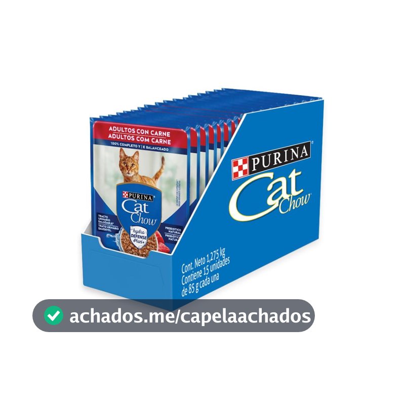 Sache Cat Chow Gatos Castrados Carne - Com 15 Unidades