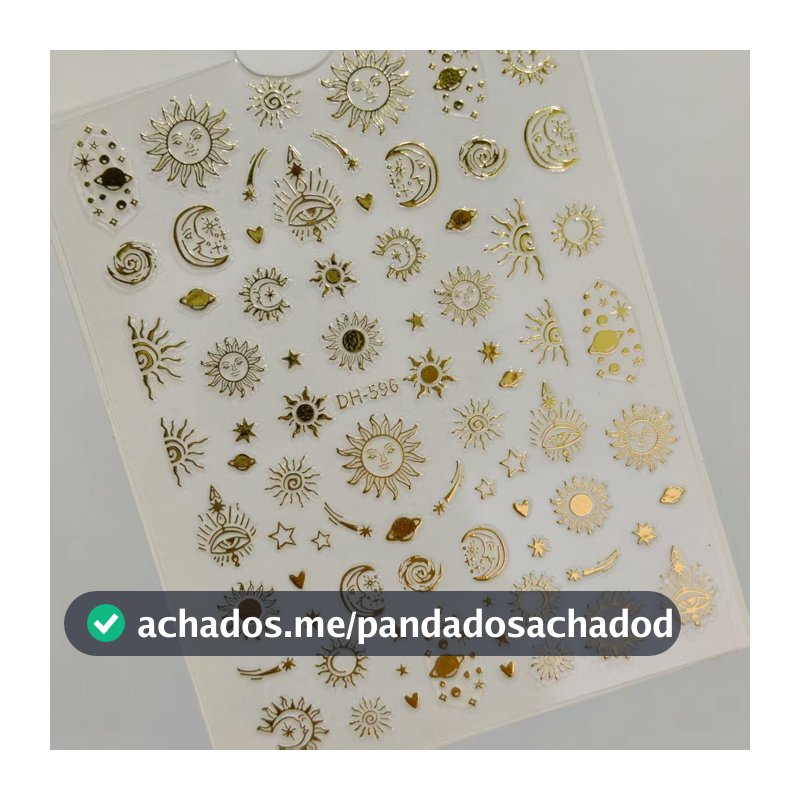 Adesivos de Manicure Metal estrela lua plana ouro prata sol lua Totem diy decorações de unhas