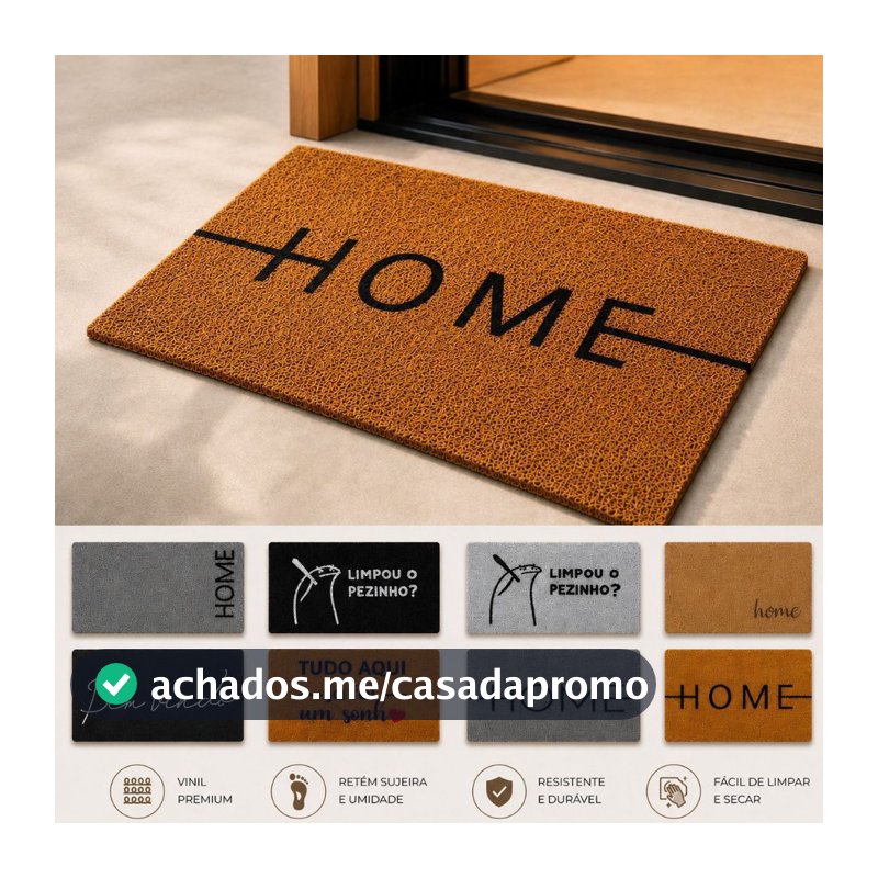 Tapete Porta de Entrada 40x75cm Capacho Antiderrapante Lavável Interno/Externo