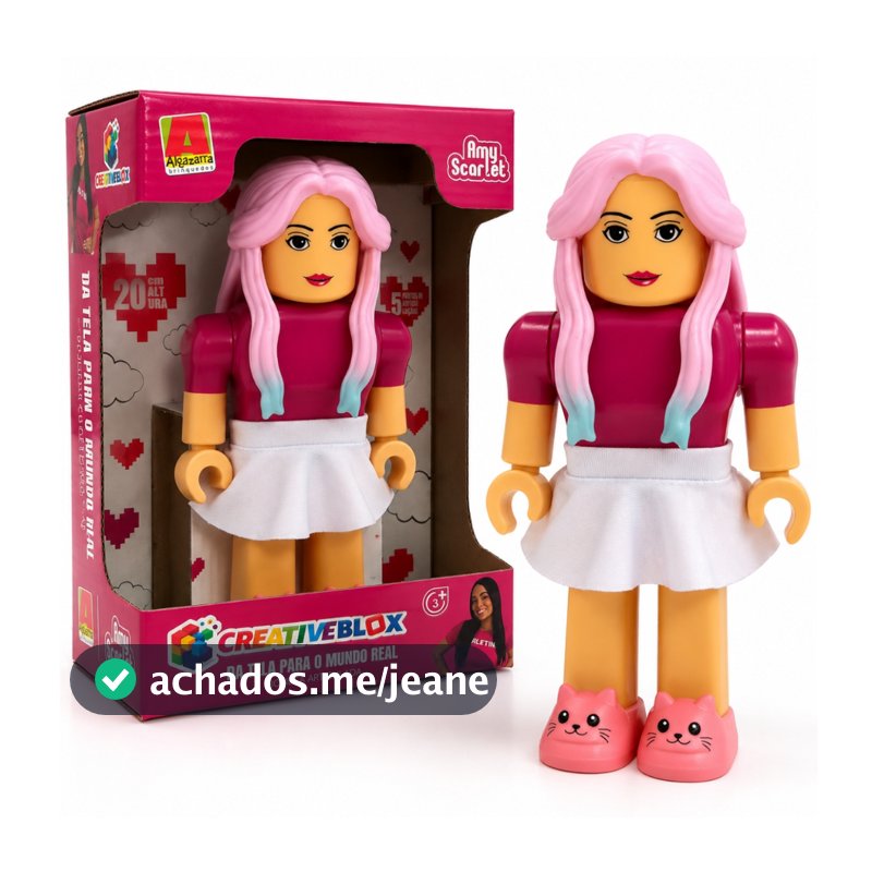 Boneca Amy Scarlet 20cm Oficial Articulada CreativeBlox Gamer Youtuber Blox Royale Menina