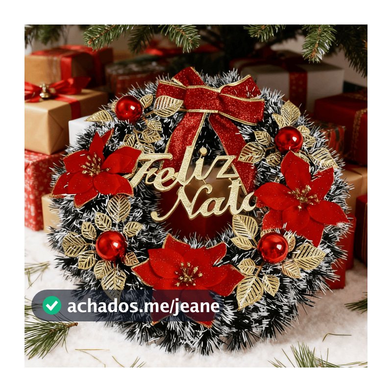 Guirlanda Natalina Festão Porta Natal Verde Nevada Decorada Enfeite Natal Papai Noel Guirlanda Natal