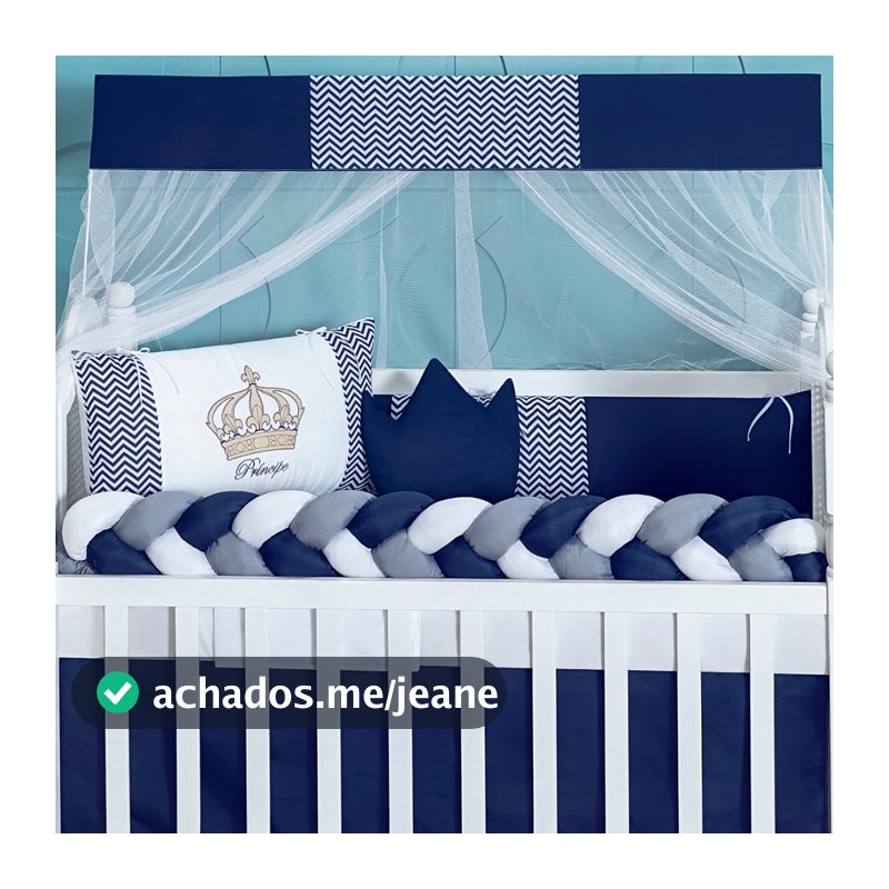 Kit Berço 11 Peças Para Bebe Coroa Realeza Padrão Americano Com Amamentação