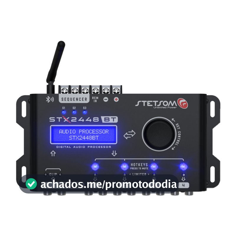 Processador Digital Stetsom STX2448BT Bluetooth DSP 4 Saídas RCA Som Automotivo STX2448 STX 2448