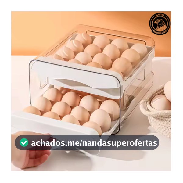 Porta Ovos Acrílico Organizador Geladeira Gaveteiro Dupla Capacidade Cor Branca Envio Imediato