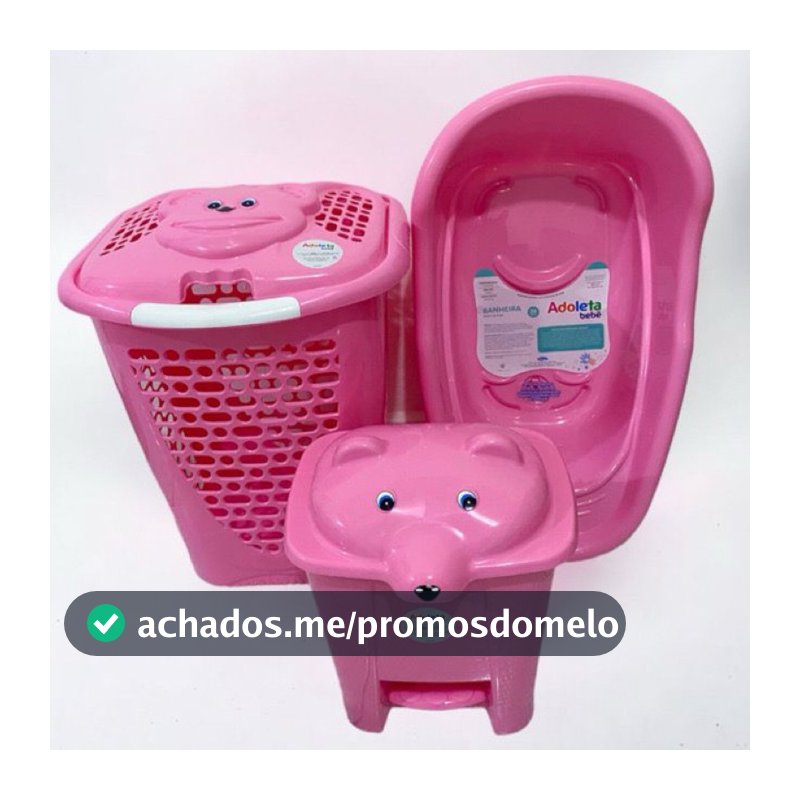 Kit Infantil Banheira, Lixeira e Cesto de Roupa