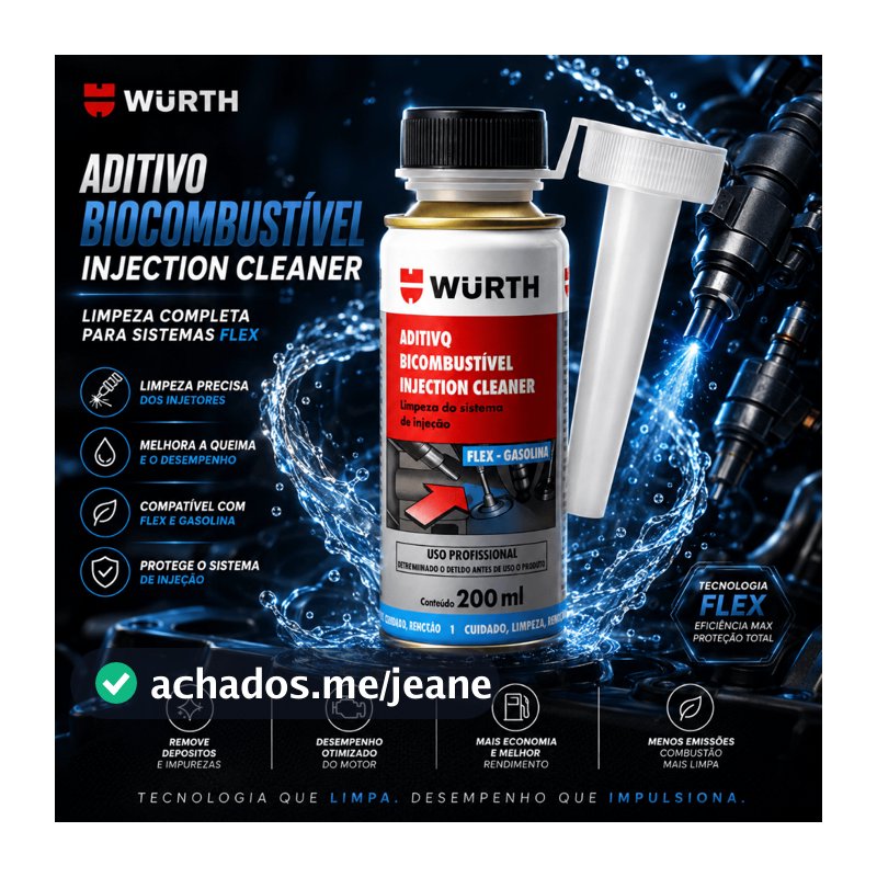 limpa bico Aditivo Bicombustível Injection Cleaner 200ml - Wurth
