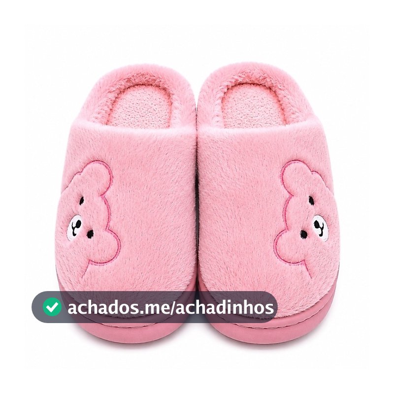 Pantufa de Ursinho Sola Borracha Colorida Conforto QF-127