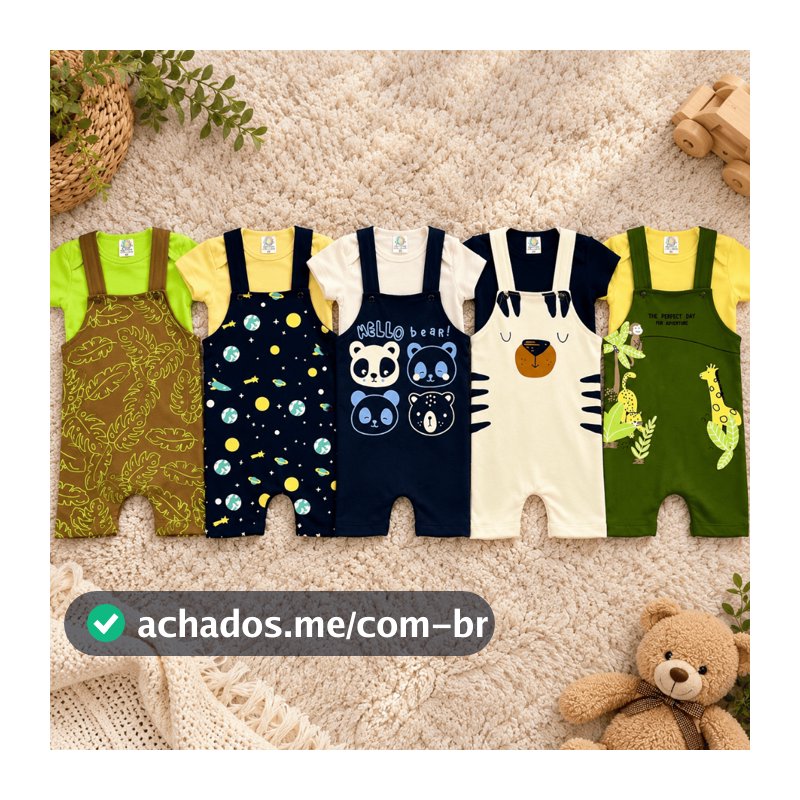 Kit 10 Peças Bebê Menino Algodão Sortidos Body/Jardineira Roupa Infantil Masculino Casual Estampado Com Alças Reguláveis
