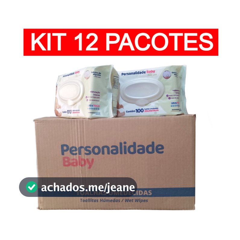 Kit 12 Pcts Toalha Umedecida Personalidade 100un cada - Total 1200un EQ.1