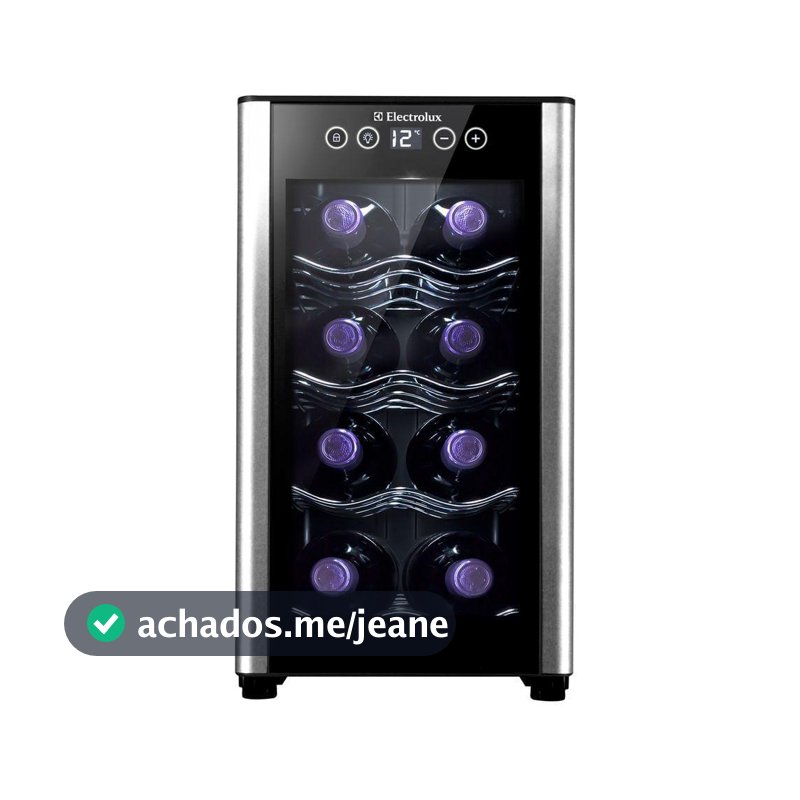 Adega de Vinho Climatizada Electrolux 8 garrafas Uma Porta Acabamento em Alumínio (ACB08)