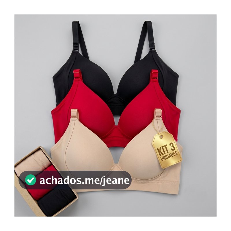 Kit 3 Sutiã Feminino Com Bojo Sem Aro Confortável Microfibra Poliamida Premium Confortável