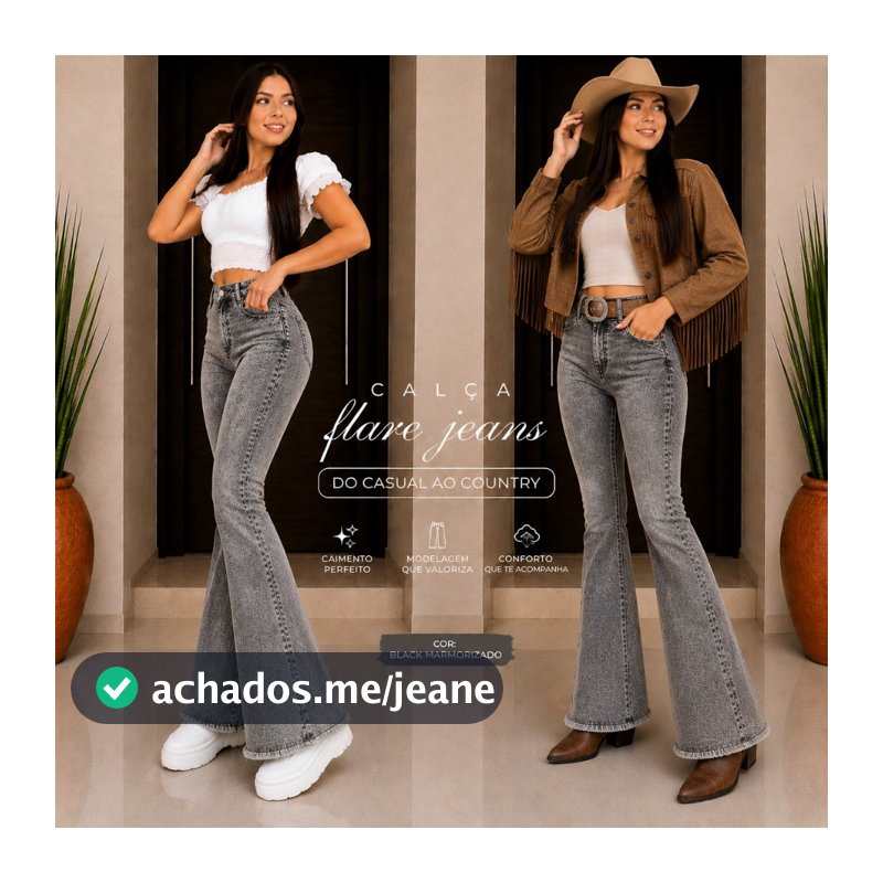 Calça jeans feminina flare modelagem levanta bumbum cintura alta