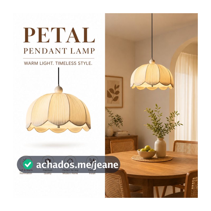 Pétala Pingente Lâmpada Macio Iluminação Quente Tecido Abajur 45cm Cabo Ajustável Luz Tricolor Para Sala De Jantar Quart