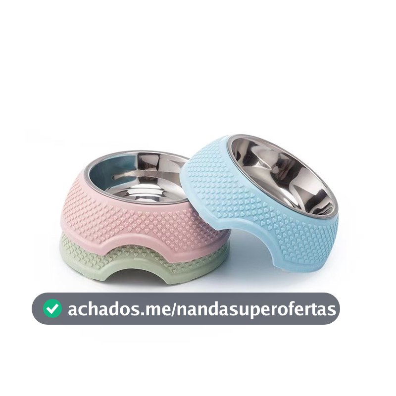 Kit 2 Comedouros Bebedouros Inox Com Base Plástica Antiderrapante Gato Cachorro Filhote