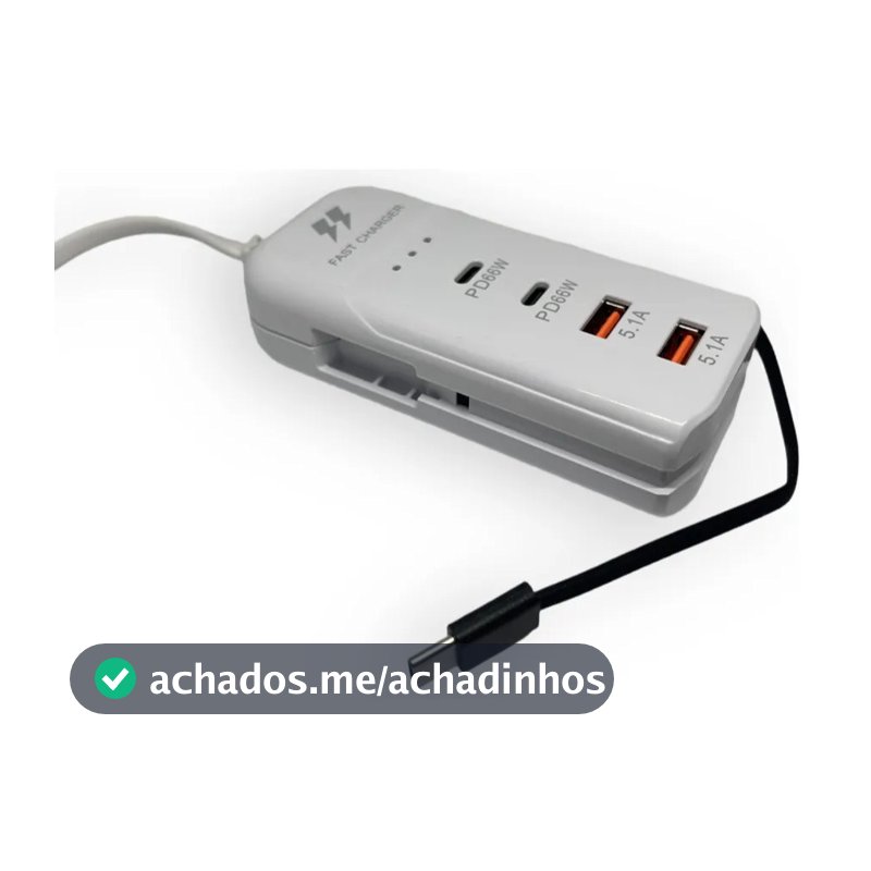 Carregador de Mesa Turbo Rápido 5.1A Possui 2 USB/2 Tipo-C E Um Carbo Tipo C 66W - Mihou.se