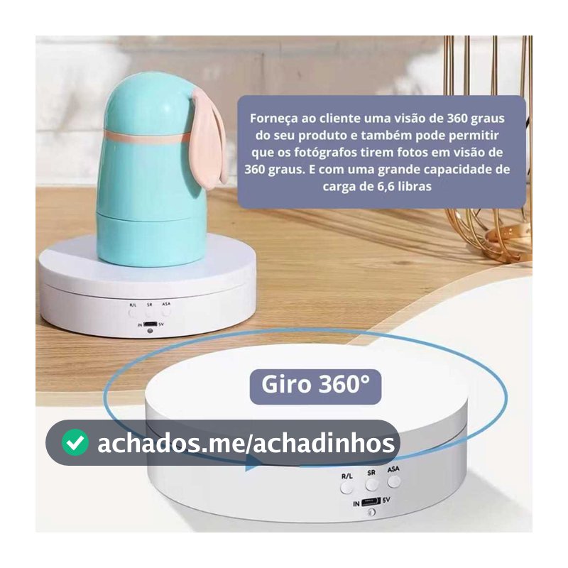 Suporte Expositor Recarregavel USB Giratorio Eletrico Para Vitrine Produtos E Foto e Decoração MT294