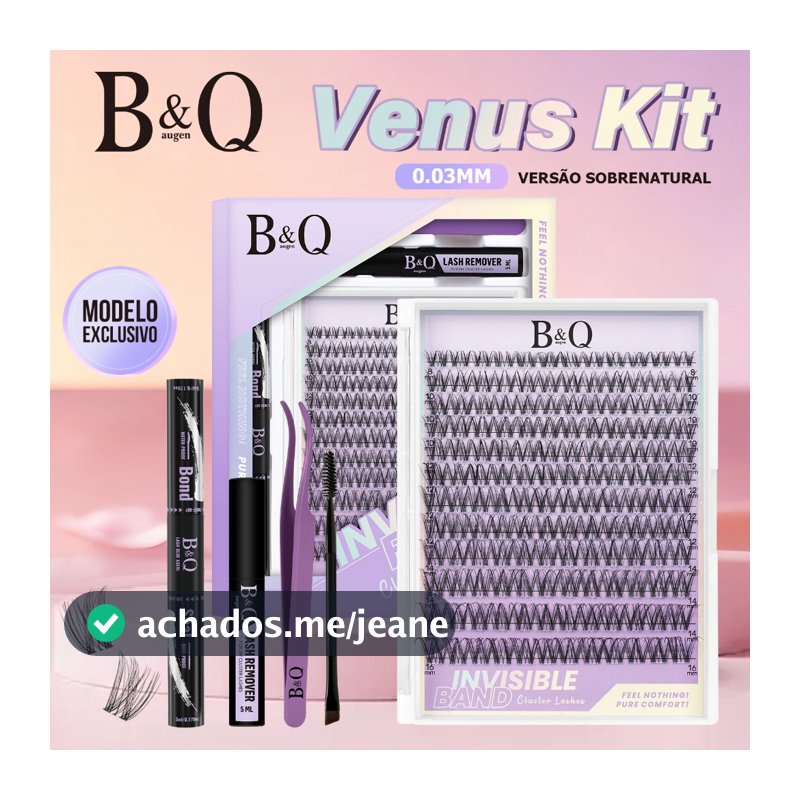 B&Qaugen Venus/Flora Natural DIY Kit Extensão Cílios Postiços,Impermeável Adesivo&Selador, Removedor