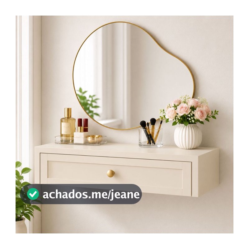Penteadeira Suspensa Provençal OFF White MDF 50cm Mesa cabeceira Gaveta Organizar Mesa