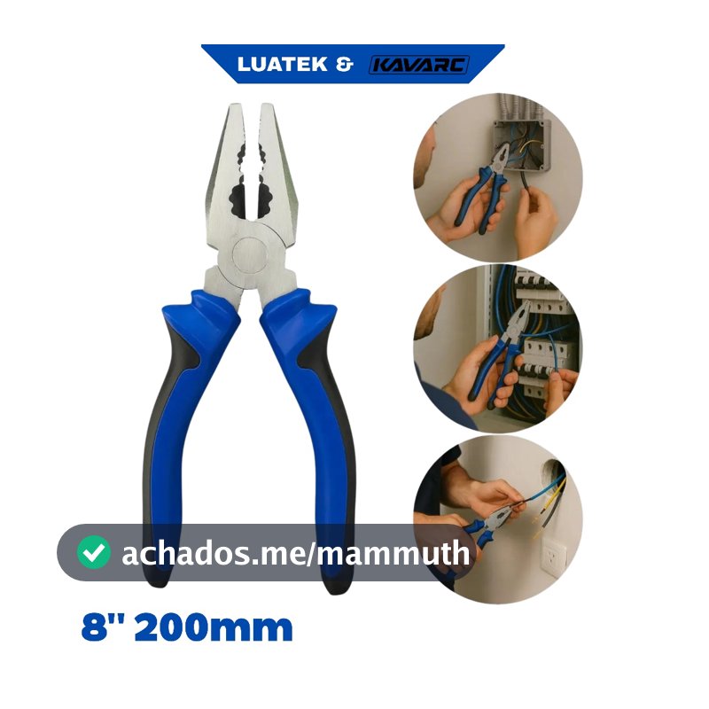 Alicate Universal 8'' 200mm Cabo Emborrachado Profissional-LUATEK