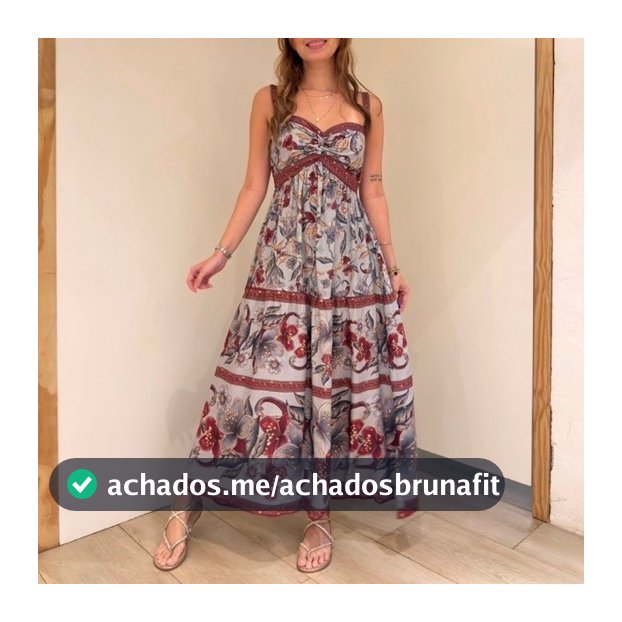 FARM GG - Vestido Longo Retropico Lenço - Novo com Tag