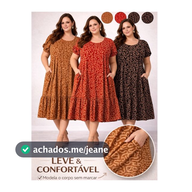 Vestido feminino plus size (46 ao 54) soltinho fresco leve verão manga curve preto liso florido