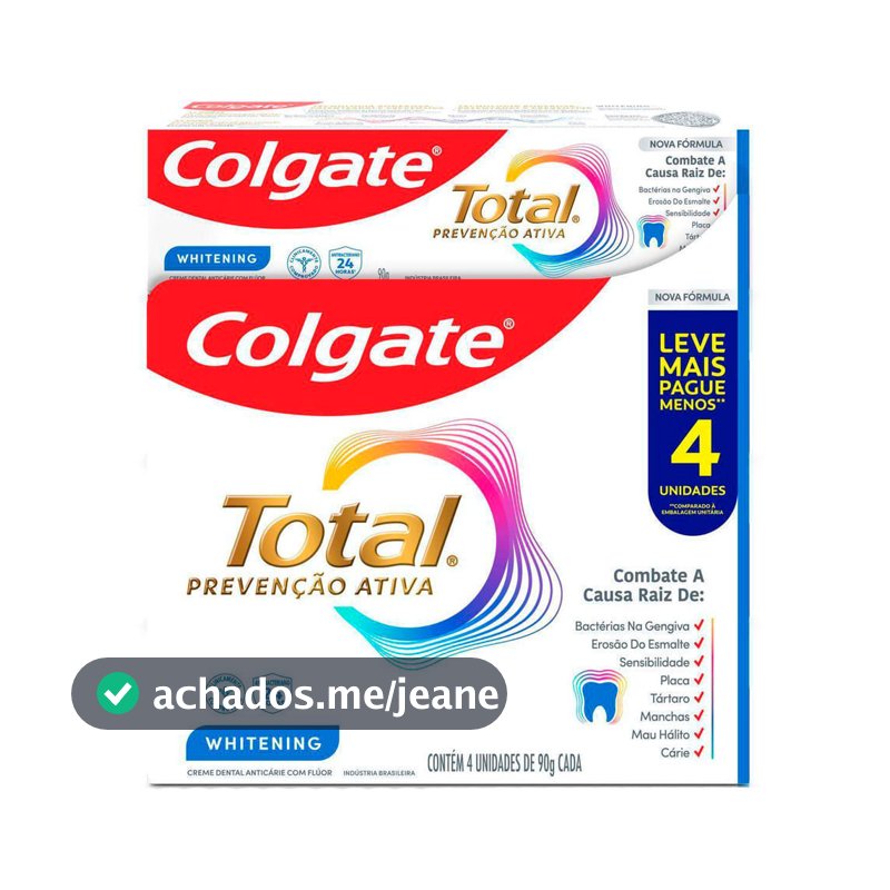 Creme Dental Colgate Total Prevenção Ativa Whitening 4 Unidades de 90g cada