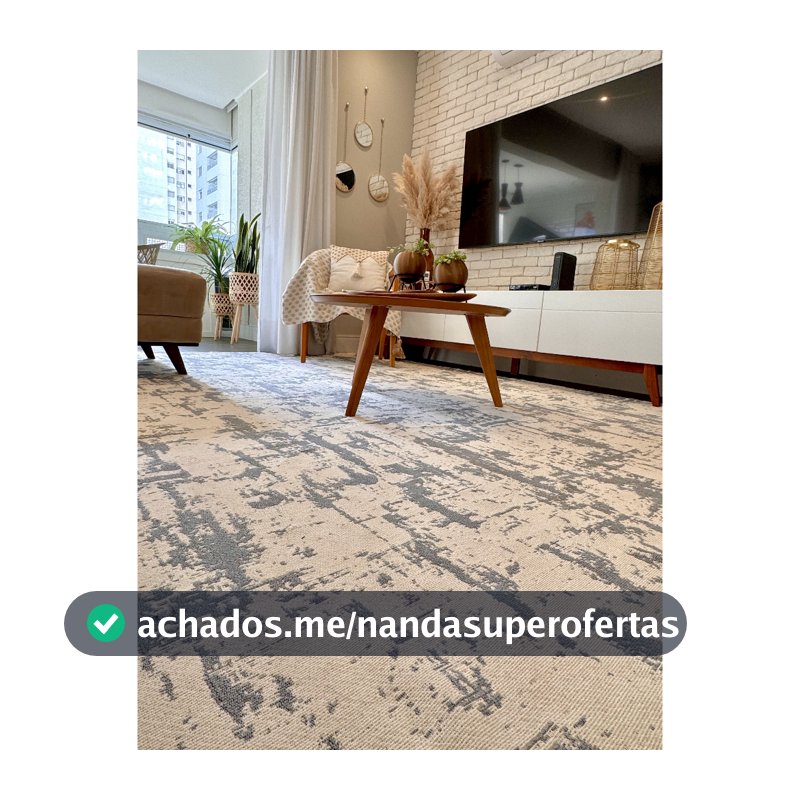 Tapete De Sala Quarto Mesclado Cor Off White Cinza e Caramelo