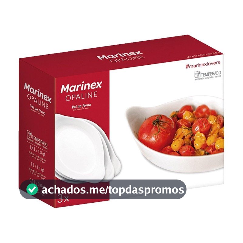 Conjunto Assadeira Marinex Opaline Oval 0,6/1,0/1,4L 3 Peças