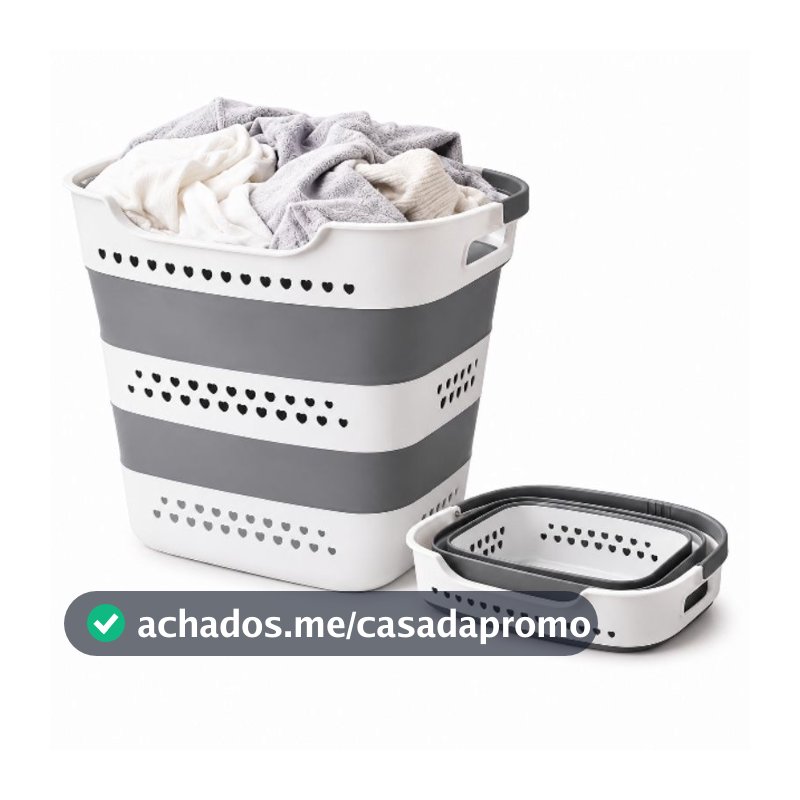 Cesto de Roupa Suja Dobrável Retrátil Grande 40L – Organizador para Lavanderia, Banheiro e Casa