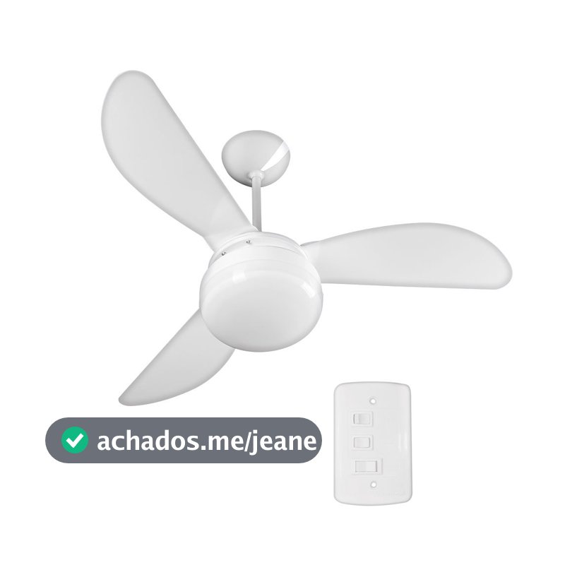 Ventilador de teto 3 pás branco - FÊNIX - Ventisol