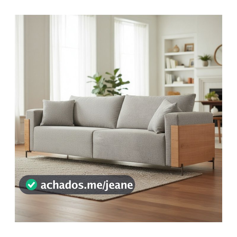 Sofá Heitor Luxo 4 Lugares 2,60m Conforto Pé Metal 5 Lugares Madeira Maciça Castellar Móbile