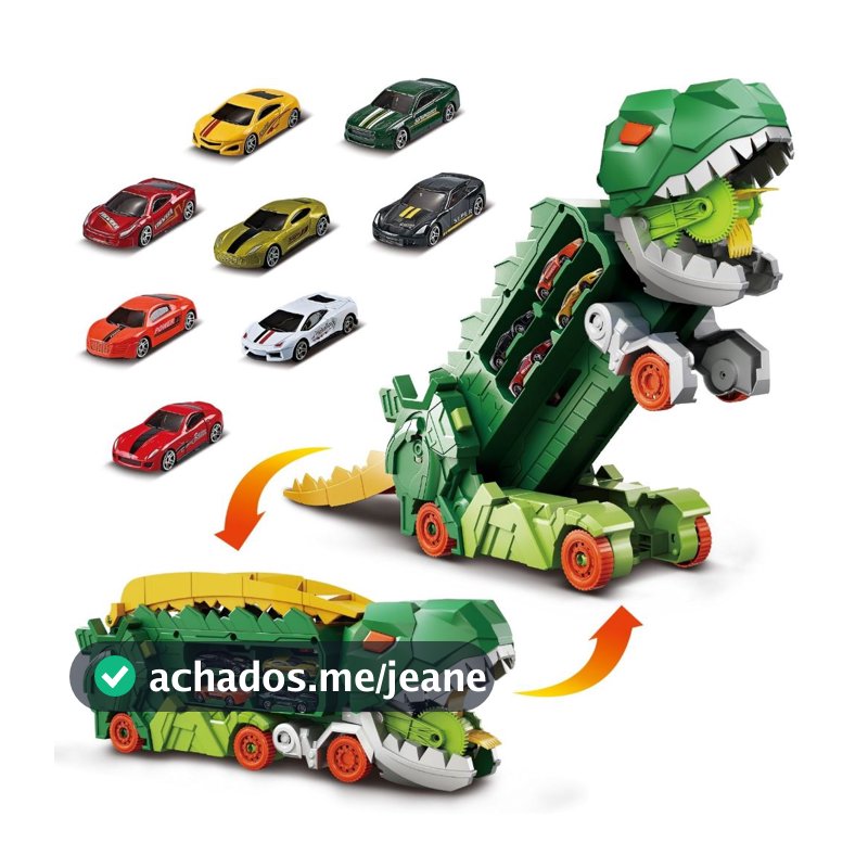 Pista Dinossauro 2 em 1 Caminhão Cegonha Carro Brinquedo com Rampa Corrida