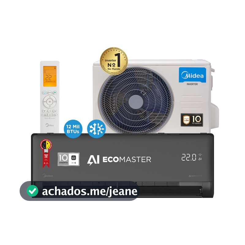 Ar Condicionado 12000 Btus Split Hi Wall Inverter Midea Quente e Frio Ai Ecomaster Grafite 220v