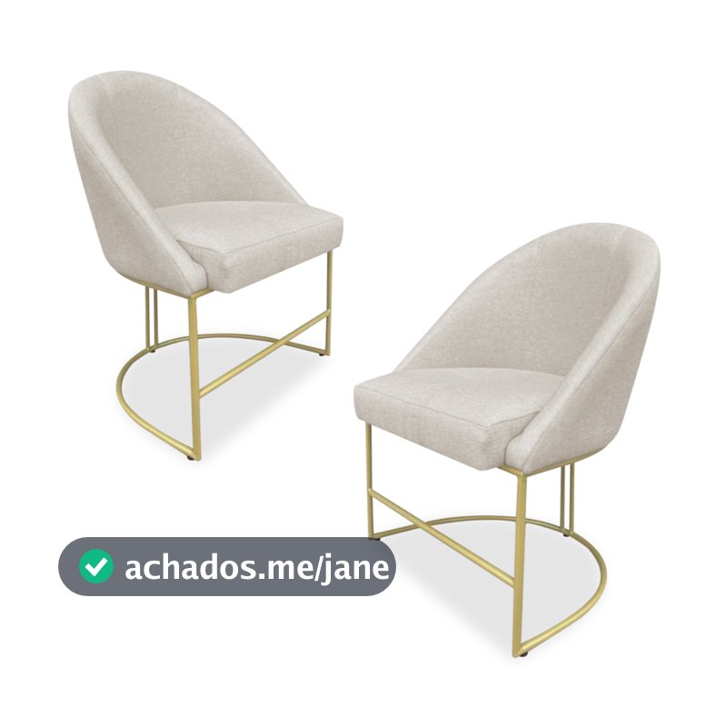 Kit com 2 Cadeira de jantar lua base de ferro dourada cadeiraq de jantar premium
