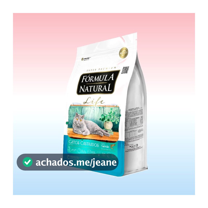 Ração Seca Fórmula Natural Life Gatos Castrados Sabor Salmão 15 KG Adimax