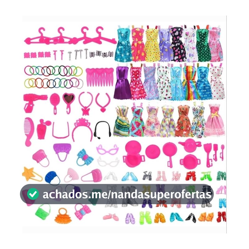 🎀Kit 68 Roupas e Acessórios bolsa óculos sapatos pente para Bonecas