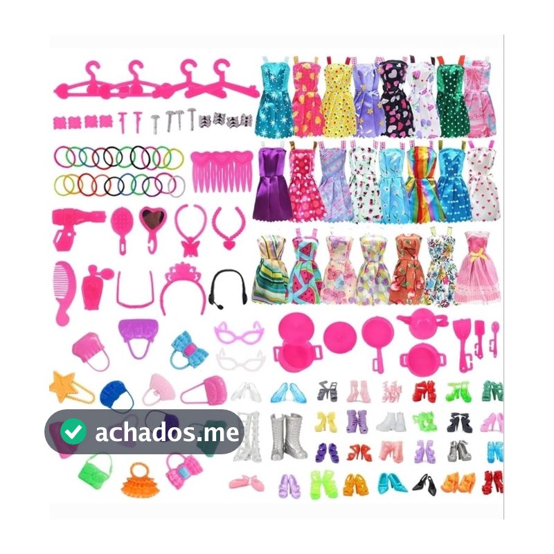 🎀Kit 68 Roupas e Acessórios bolsa óculos sapatos pente para Bonecas