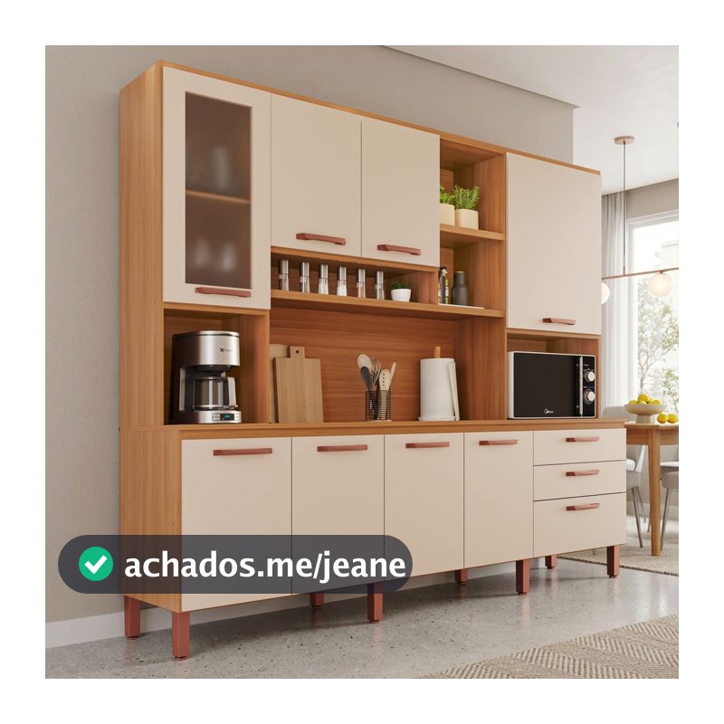 Armário de Cozinha Celeste 100% MDF  8 Portas e 3 Gavetas