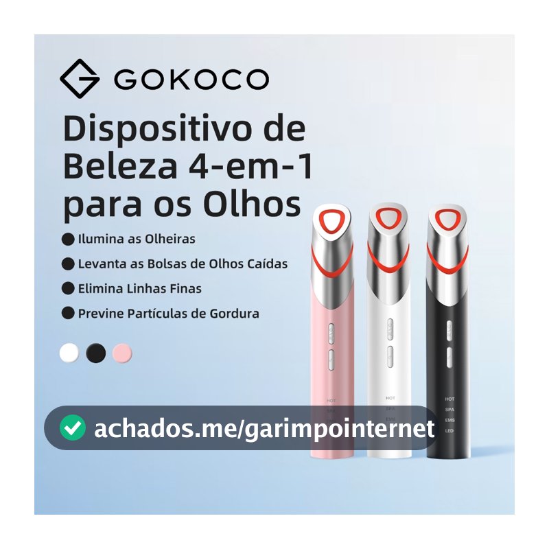 GOKOCO Massageador para Olhos 4 em 1 com EMS, LED, Compressa Quente e Vibração, Recarregável USB-C