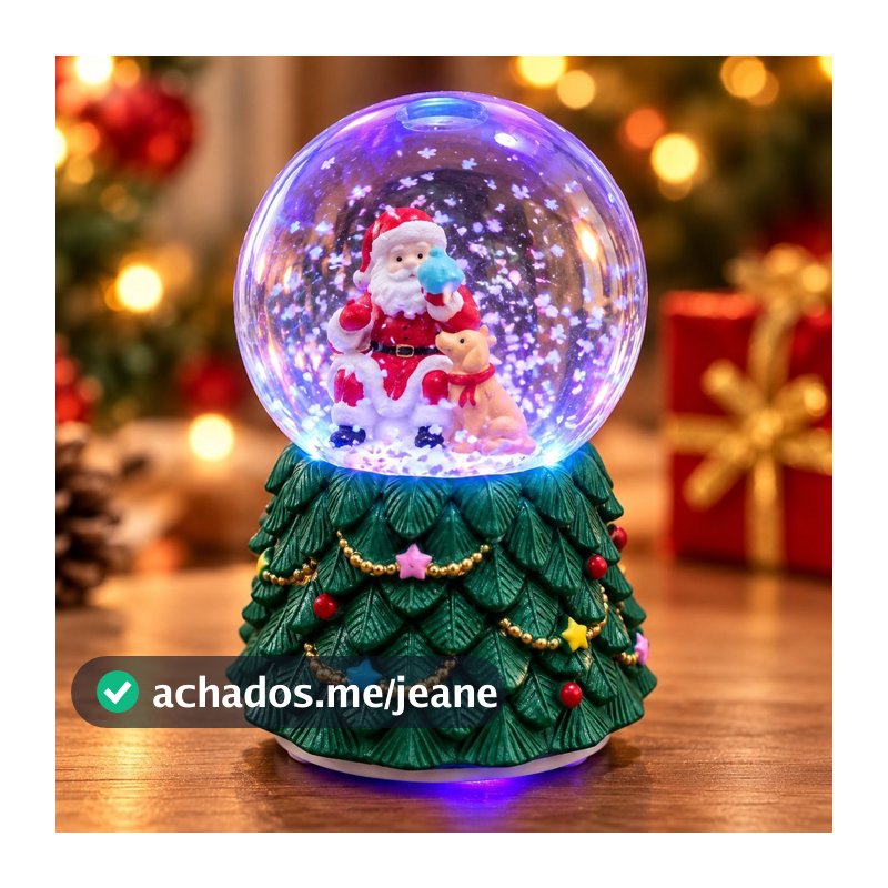 Enfeite Natal 6.5x4.5cm Globo de Vidro Papai Noel com Led Decorada Colorido