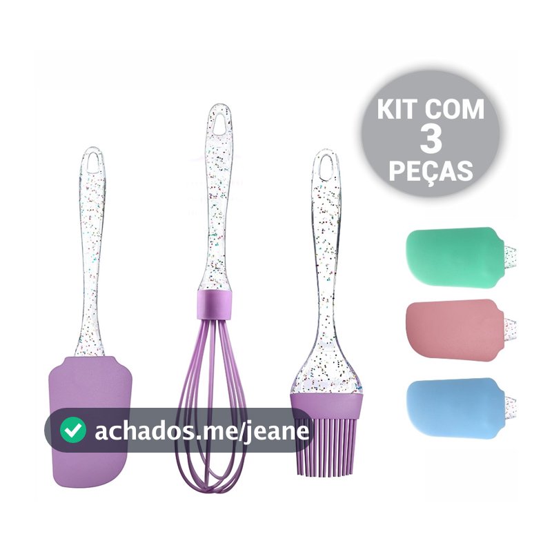 Kit Confeiteiro Completo Espatulas De Confeitaria 3 Peças Acrilico Silicone Culinário